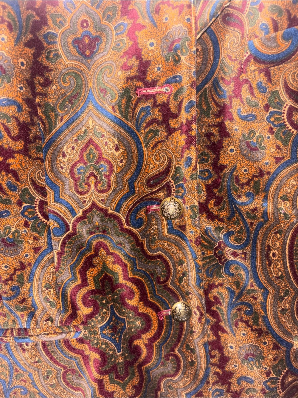 Lauren Ralph Lauren Paisley Velvet Blazer in Brown and Blue - Picture 2 of 6